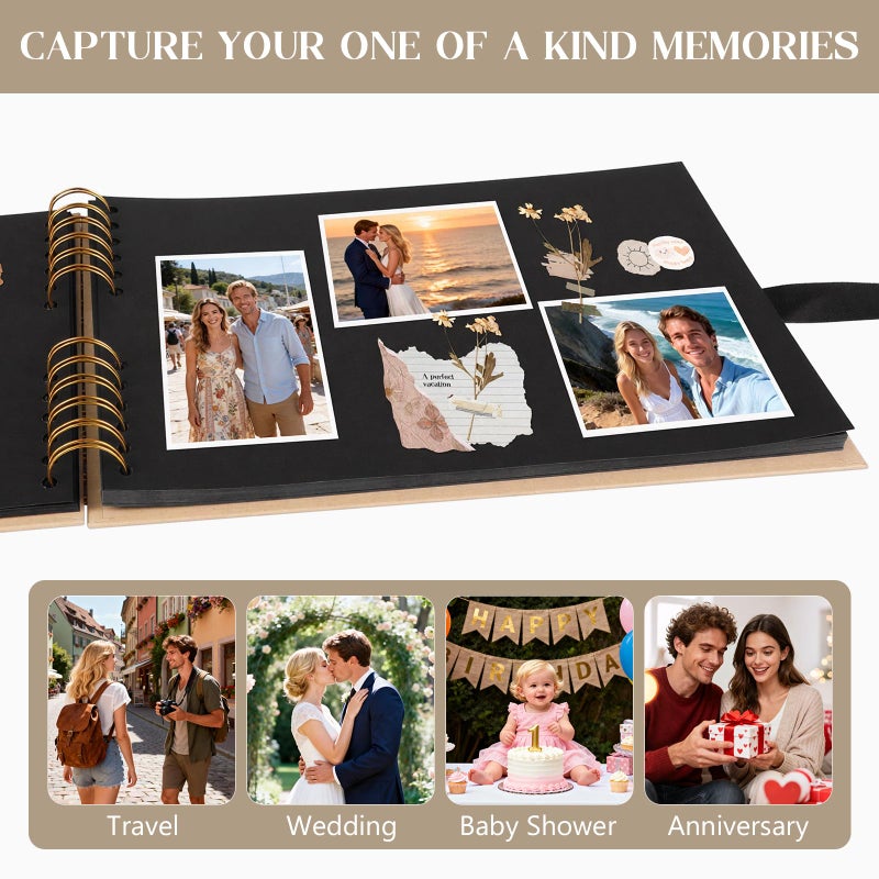 INNOCHEER Brown 8X12 Self Adhesive Scrapbook - 40 Sheets, 80 Pages, Hard Cover, Non-Fading Thick Craft Paper - Image 5